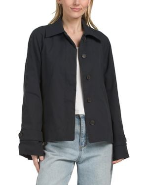 TJ Maxx Cropped Trench With Hidden Placket, Cotton/Polyester - Black