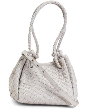 TJ Maxx Leather Kinsley Hand Woven Double Handle Small Tote, Leather - White