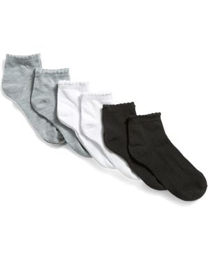 TJ Maxx 6Pk Scalloped Quarter Socks For Spandex/Polyester - Black