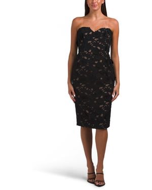 TJ Maxx Strapless Embroidered Midi Dress For Polyester - Black