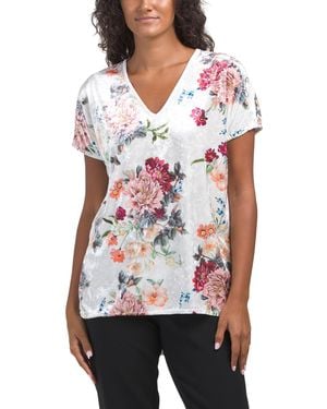 TJ Maxx Plush Printed Top For Polyester/Rayon - White