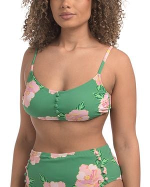 TJ Maxx Button Down Bikini Top For Nylon/Spandex - Green