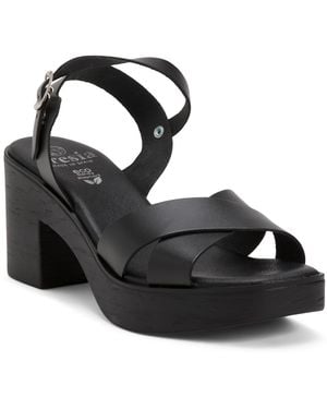 TJ Maxx Leather Ankle Strap Heeled Sandals For - Black
