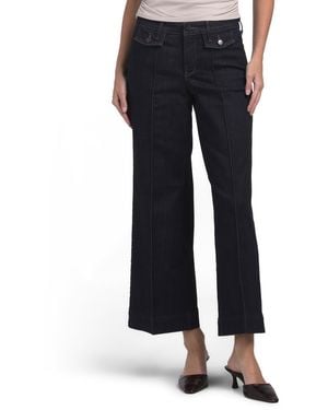 TJ Maxx Petite Teresa Wide Leg Ankle Jeans With Front Seams & Flaps For Cotton/Polyester/Viscose - Blue