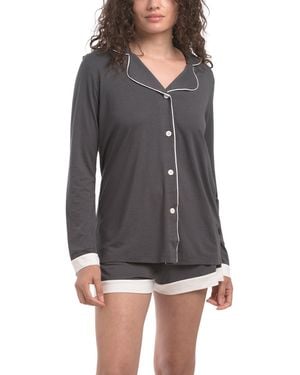 TJ Maxx 2Pc Pima Cotton Blend Bella Long Sleeve Boxer Pajama Set For Pima Cotton/Modal - Gray