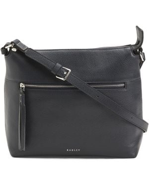 TJ Maxx Leather Fountain Mews Small Zip Top Crossbody - Black