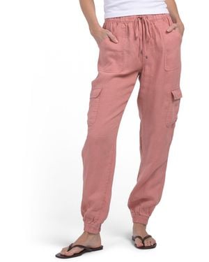 TJ Maxx Linen Sweatpants With Two Cargo Thigh Pockets For - Pink