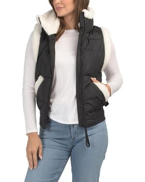 TJ Maxx Vest With Knit Waistband And Sherpa Trim, Nylon/Polyester - Blue