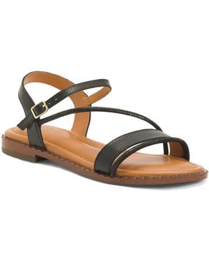 TJ Maxx Leather Band Flat Sandals For - Metallic
