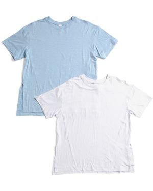 TJ Maxx 2Pk Super Soft Hi-Low Boxy Full Length Short Sleeve Tops For Spandex/Polyester - Blue