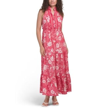 TJ Maxx Ruffle Neck Maxi Dress For Spandex/Polyester - Red