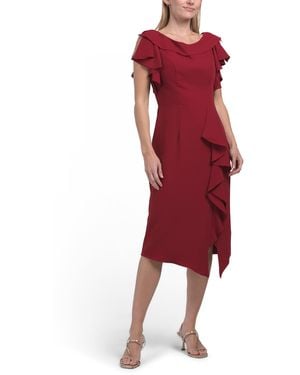 TJ Maxx Ruffle Midi Dress For Polyester - Red