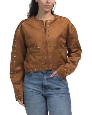 TJ Maxx Faux Suede Grommet Jacket For Spandex/Polyester/Suede - Blue
