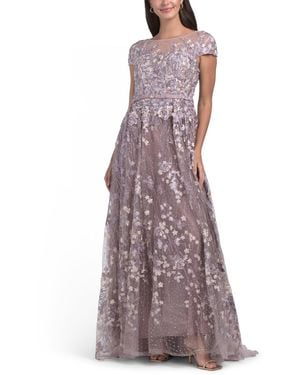 TJ Maxx Cap Sleeve Embroidered Gown For Polyester - Purple