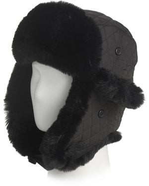 TJ Maxx Faux Fur Trapper Hat With Quilted Crown For Polyester/Acrylic - Black