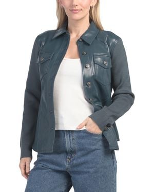 TJ Maxx Gretta Jacket, Polyester/Leather/Acrylic - Blue