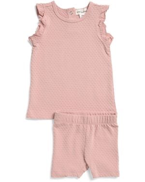 TJ Maxx Infant Girls 2Pc Textured Ruffle Top And Shorts Set, Cotton - Pink