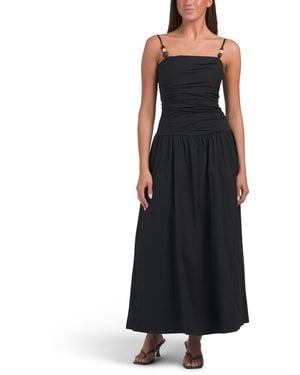TJ Maxx Dropped Waist Beaded Maxi Dress For Rayon - Black
