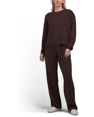 TJ Maxx 2Pc Crew Neck Top And Pants Scuba Bling Set, Spandex/Polyester/Rayon - Red