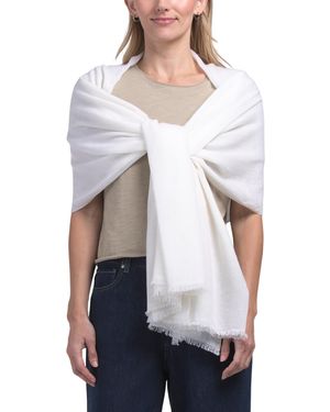 TJ Maxx Cashmere Pashmina Scarf With Eyelash Fringes For - White