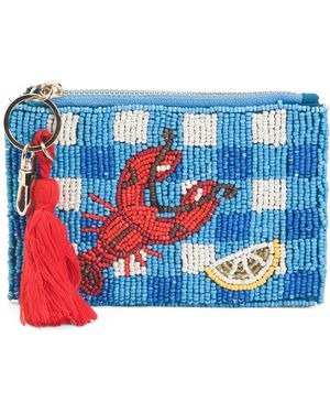 TJ Maxx Handmade Beaded Gingham Lobster Coin Purse For Leather - Blue