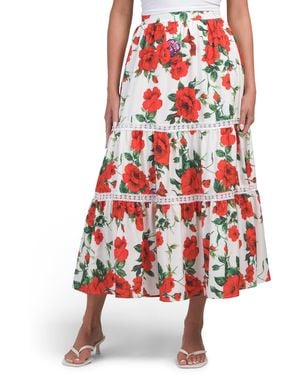TJ Maxx Floral Print Skirt For Spandex/Polyester - Red