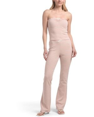 TJ Maxx Tube Top And Striped Pants Knit Set, Spandex/Cotton - Pink
