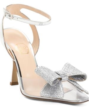 TJ Maxx Heeled Holiday Bow Mules For Leather - White