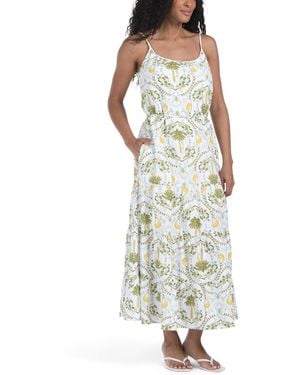 TJ Maxx Linen Blend Passport Medallion Maxi Dress For Cotton/Linen/Rayon - Multicolor