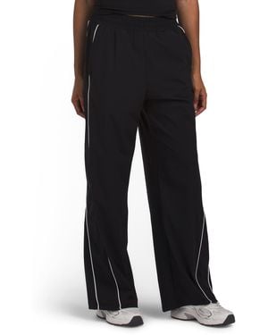 TJ Maxx Contrast Panel Stretch Woven Track Pants, Nylon/Spandex - Black