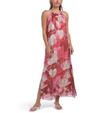 TJ Maxx Silk Blend Braided Strap Maxi Dress For Viscose - Red