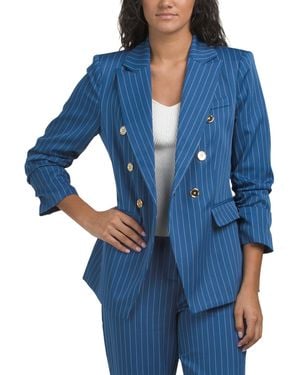 TJ Maxx Pinstripe Jacket, Polyester/Rayon - Blue