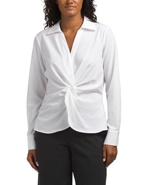 TJ Maxx Super Stretch Twist Long Sleeve Shirt For Spandex/Polyester - White