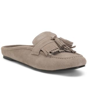 TJ Maxx Suede Arlys Backless Tassel Loafers With Kiltie For - Gray