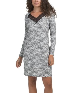 TJ Maxx Power Lace Long Sleeve Nightdress For Viscose - Gray