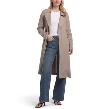 TJ Maxx Linen Blend Full Length Trench Coat, Linen/Viscose - Blue