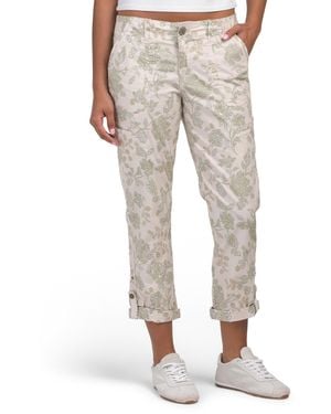 TJ Maxx Poplin Utility Pants With Roll Tab Cuffs For Spandex/Cotton - Gray