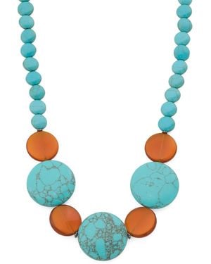 TJ Maxx And Amber Round Beaded Necklace - Blue