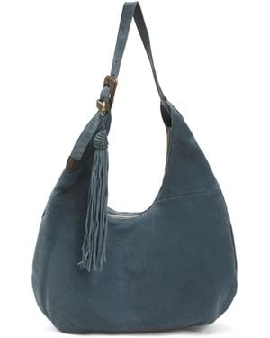 TJ Maxx Suede Large Western Strap Tassel Hobo For - Blue