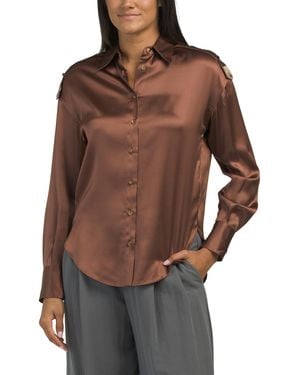 TJ Maxx Silk Blend Shirt For - Brown