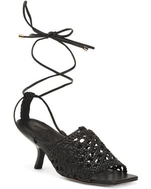 TJ Maxx Leather Sabrina Kitten Heel Sandals For - Black