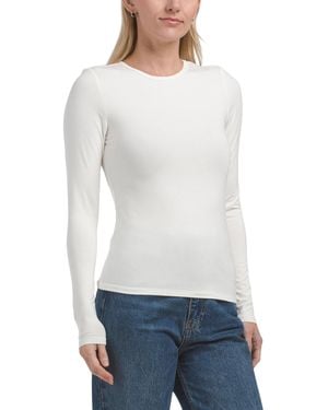 TJ Maxx Long Sleeve Crew Neck Top For Spandex/Modal/Cashmere - White