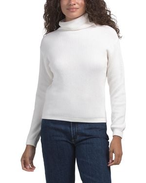 TJ Maxx Shaker Knit Funnel Neck Sweater, Cotton - White