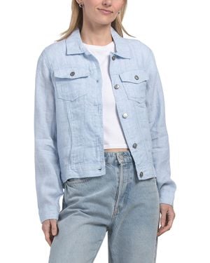 TJ Maxx Linen Jean Jacket With Metal Trims - Blue