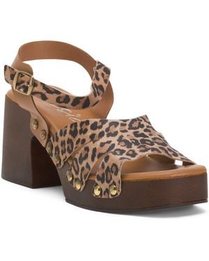 TJ Maxx Leather Band Heel Sandals For Leather - Brown