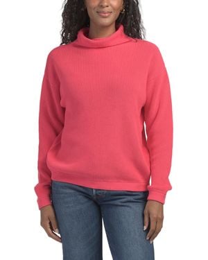 TJ Maxx Pima Cotton Shaker Knit Funnel Sweater - Red