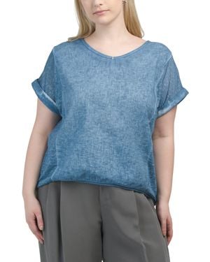 TJ Maxx Linen Solid Signature T-Shirt - Blue