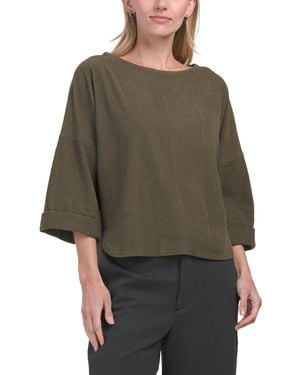 TJ Maxx Boat Neck Three Fourths Sleeve Top For Spandex/Polyester - Green