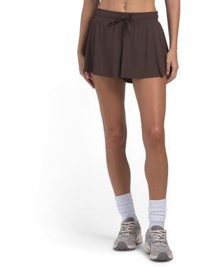 TJ Maxx Ribbed Flutter Shorts, Spandex/Polyester - Brown