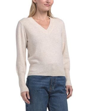 TJ Maxx Cashmere Sparkle V-Neck Sweater - White